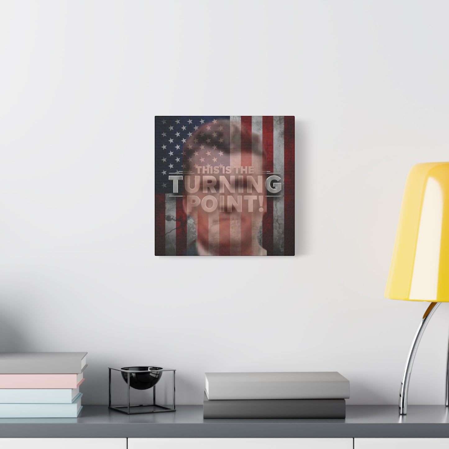 Inspirational Gallery Wrap Canvas Wall Art - Motivational Home Decor - Charlie Kirk - This Is The Turning Point! Artwork - Unique Gift Idea -  American Flag Backdrop Design