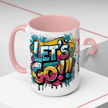 Vibrant   Ceramic  Mug    Inspirational      Let's Go!     Graffiti  Mug      Coffee Mug        Progress  Not  Perfection   Sizes   11oz  &  15oz    Birthday Gift   Graduation Gift    8  Different  Color Options
