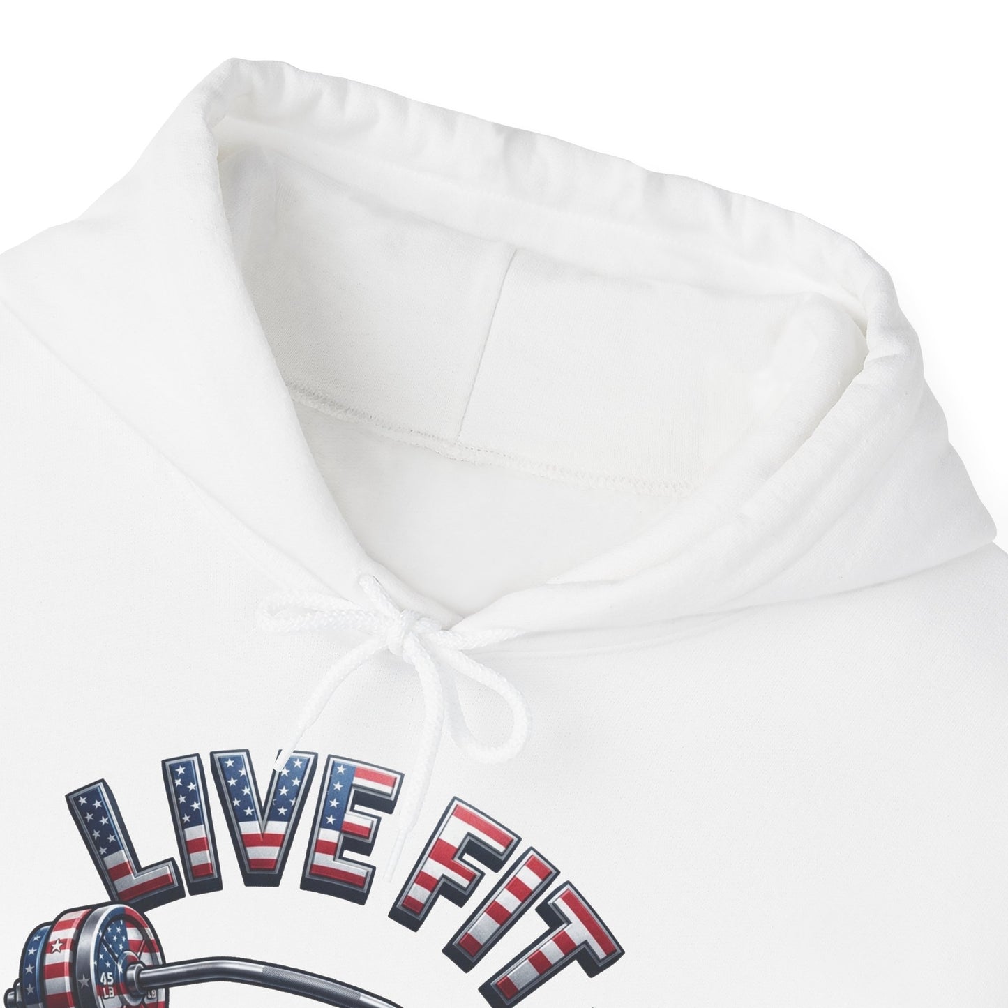 LIVE FIT American Flag Barbell Hoodie | Patriotic Gym Sweatshirt – LIVE FIT