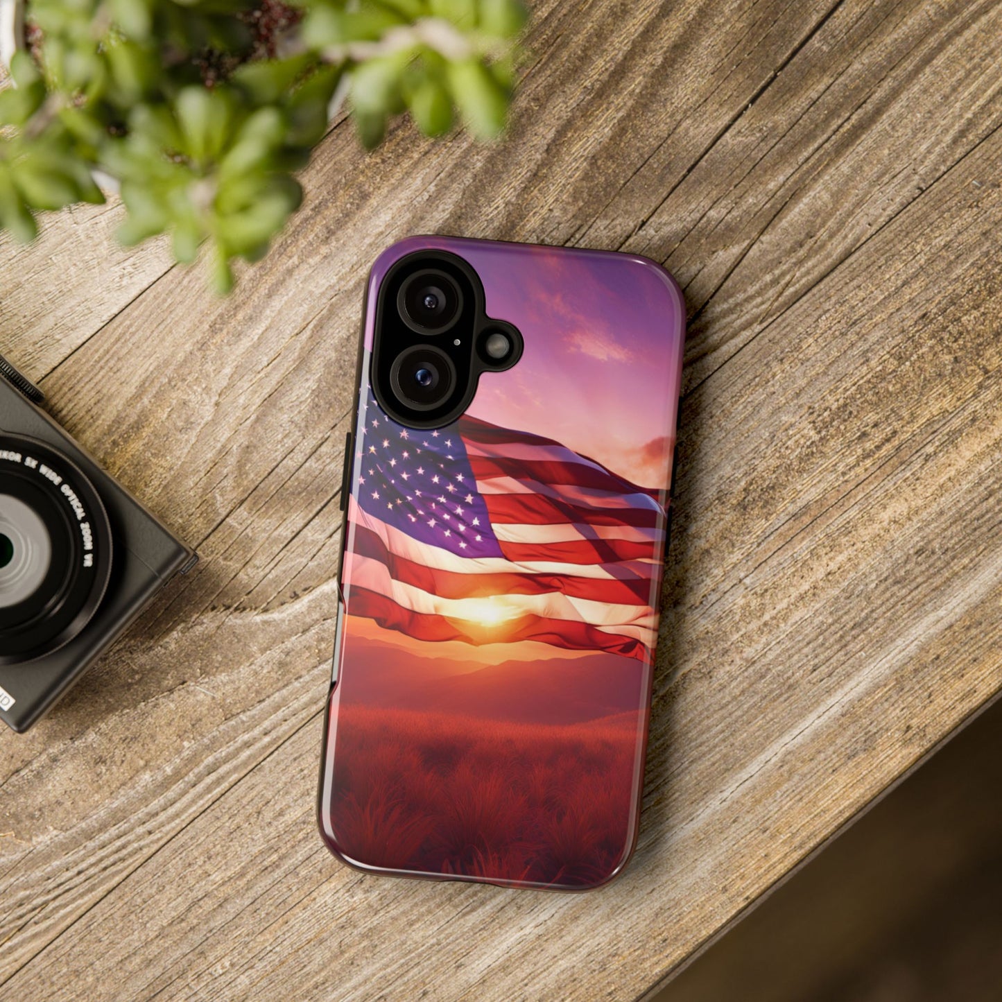 Stylish Phone Case - American Flag At Sunset Design - Patriotic Gift for Veterans - Independence Day -  Summer Vibes -
