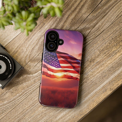Stylish Phone Case - American Flag At Sunset Design - Patriotic Gift for Veterans - Independence Day -  Summer Vibes -