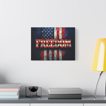 Patriotic Wall Art Print - Freedom Design Canvas Decor - American Flag Red White & Blue Artwork - Christmas Gifts - Independence Day Decoration - Home Gallery Piece -