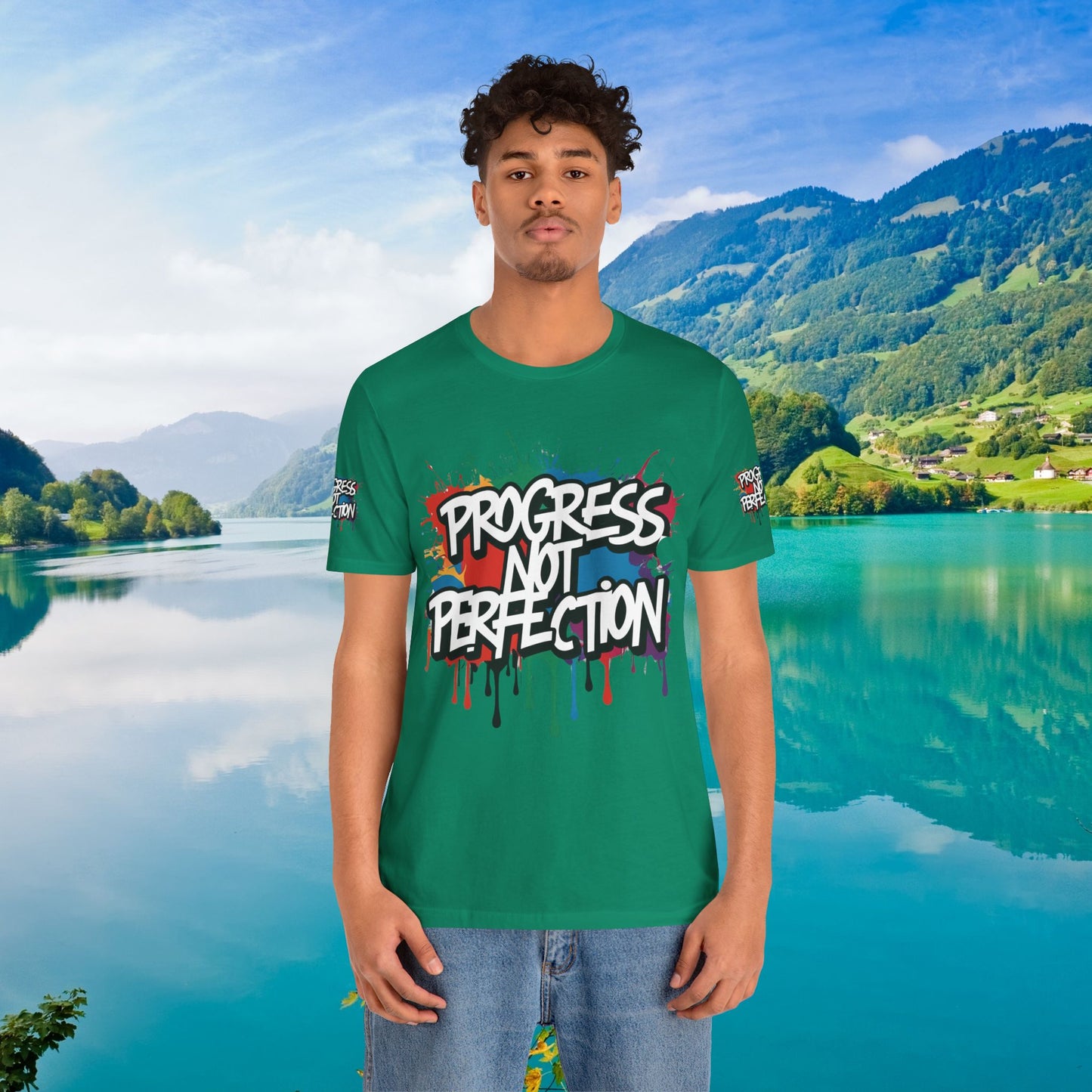 💥 Vibrant   💥   Eye-catching   💥   Motivational    💥 All  Over Print   💥 Unisex T-shirt  💥   Progress  Not  Perfection   💥  Art-Inspired   💥  Apparel  💥  Sizes  XS  x  4XL 💥