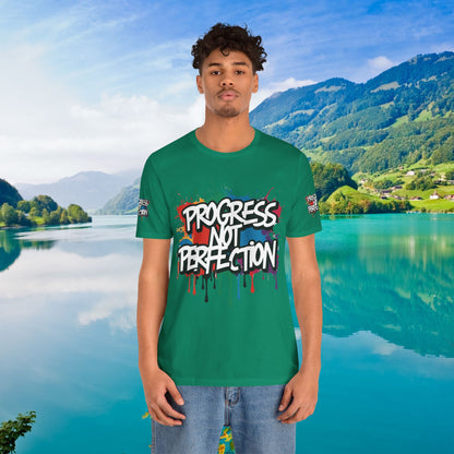 💥 Vibrant   💥   Eye-catching   💥   Motivational    💥 All  Over Print   💥 Unisex T-shirt  💥   Progress  Not  Perfection   💥  Art-Inspired   💥  Apparel  💥  Sizes  XS  x  4XL 💥