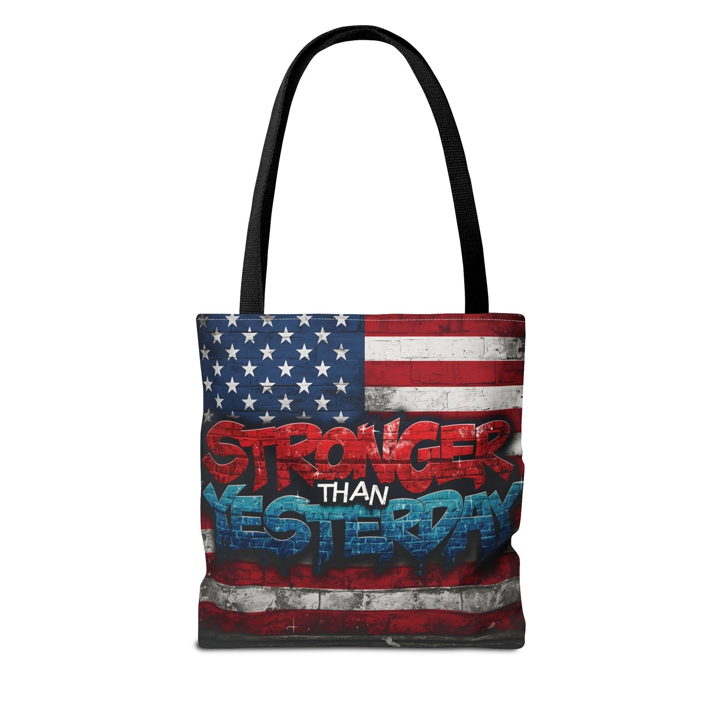 Patriotic Red White Blue Tote Bag - Stronger Than Yesterday - American Flag - Perfect for Fourth of July - Gym - Beach - Shopping - Gifts