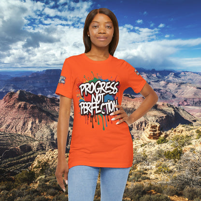 💥 Vibrant   💥   Eye-catching   💥   Motivational    💥 All  Over Print   💥 Unisex T-shirt  💥   Progress  Not  Perfection   💥  Art-Inspired   💥  Apparel  💥  Sizes  XS  x  4XL 💥