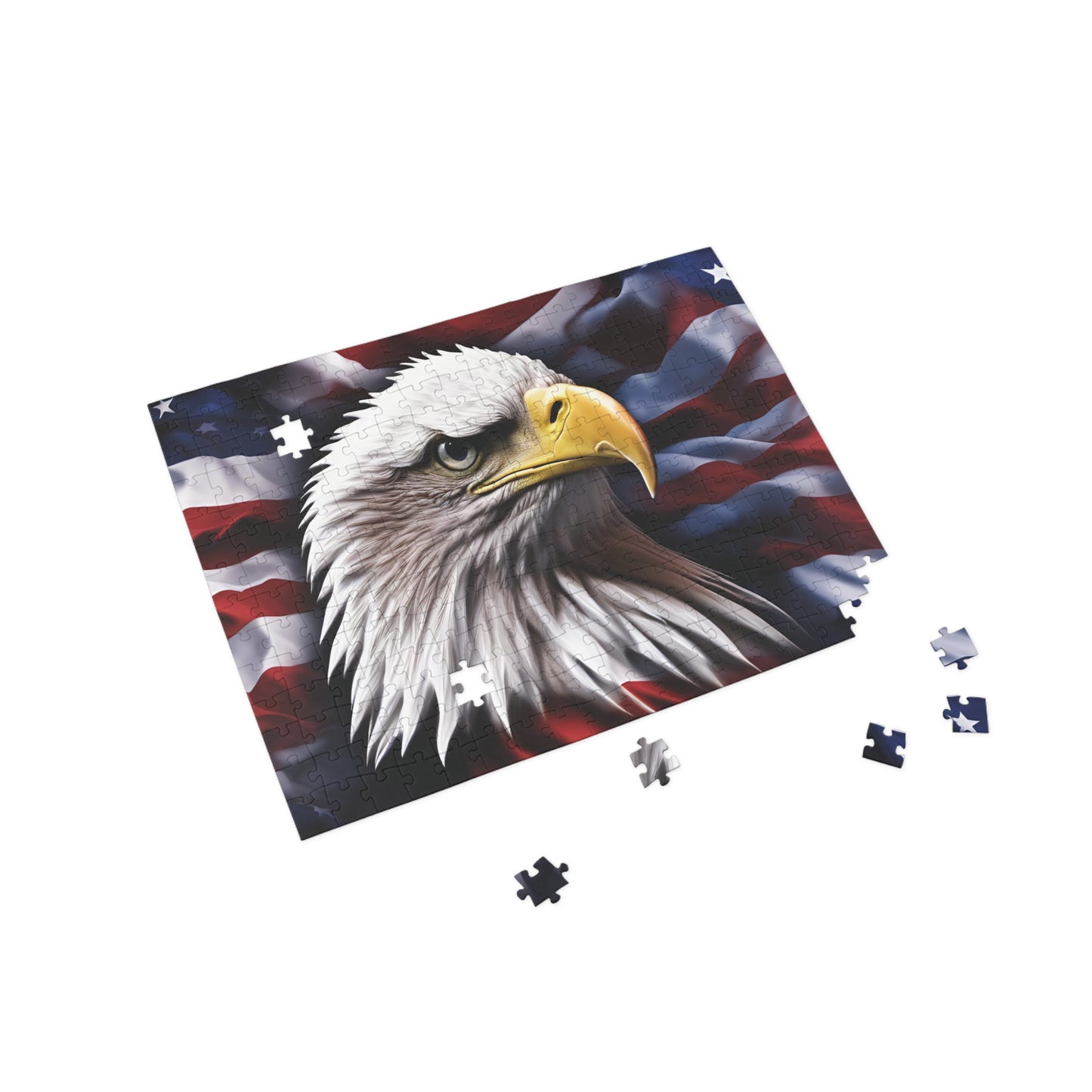Puzzle - American Bald Eagle Red White & Blue Puzzles - 96 - 252 - 500 & 1000 Piece Options - Patriotic Artwork