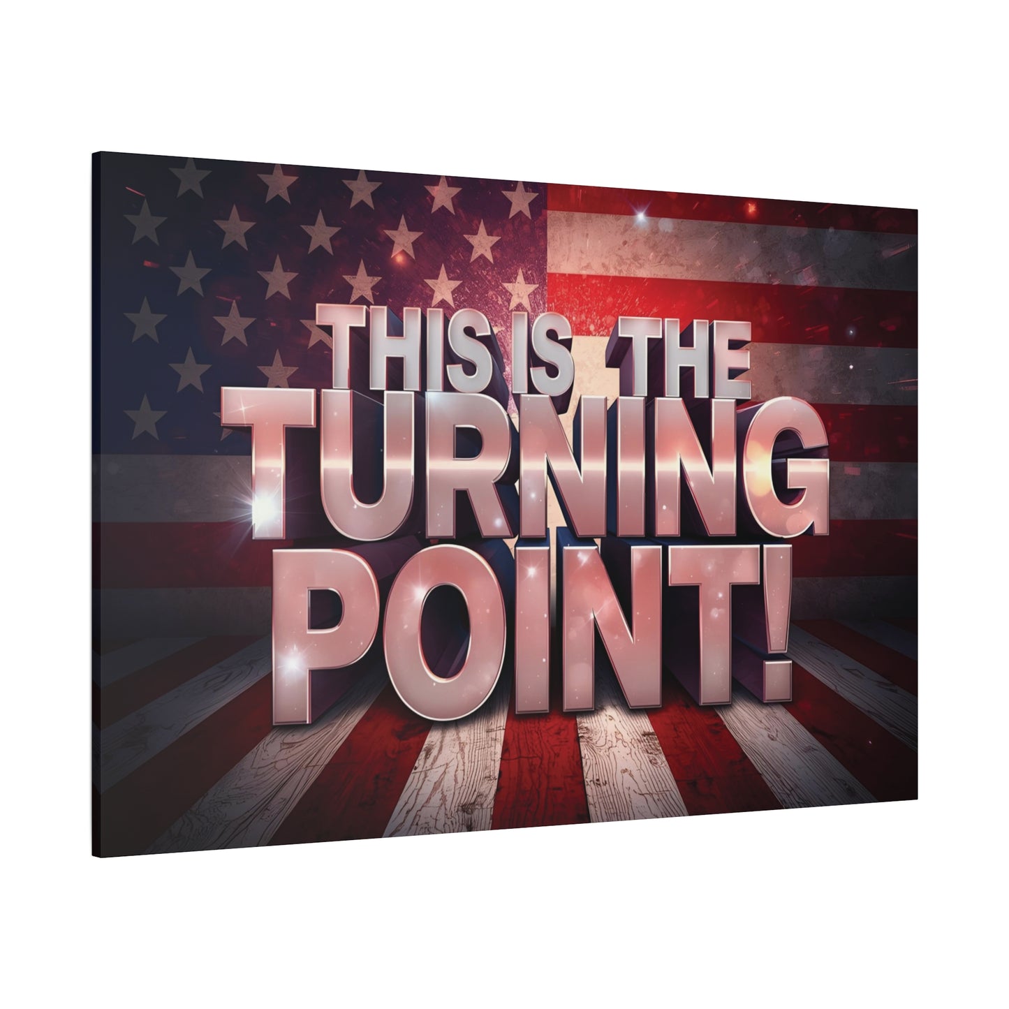 Gallery Wrapped Canvas Wall Art - Charlie Kirk Inspired - This Is The Turning Point! - Red White Blue - American Flag Backdrop Design - Multiple Sizes -