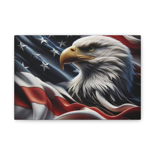 Patriotic Canvas Wall Art, American Eagle & Flag Print, Home Decor for Veterans, Memorial Day, Independence Day, Gifts