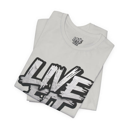 LIVE FIT Unisex Jersey Tee - Fitness Shirt - XS - 4XL -  Workout Apparel -  Motivational T-Shirt - Casual Wear - Gift for Fitness Enthusiasts