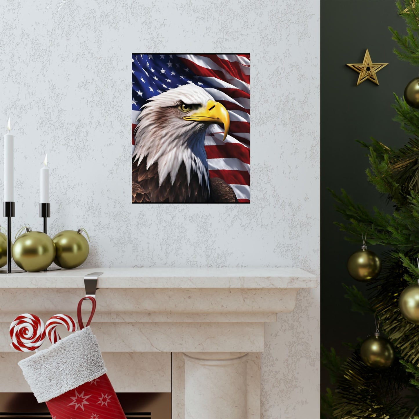 💥 Patriotic 💥 Bald Eagle 💥 Red White & Blue 💥 Wall Art 💥 Matte  💥 Vertical Poster 💥