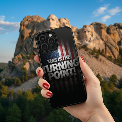 Stunning Patriotic Protective Cell Phone Case -  Charlie Kirk - This Is The Turning Point! - Red White Blue - Beautiful American Flag Backdrop Design - Perfect Gift for Everyday Use, Durable Cover, Stylish Protection
