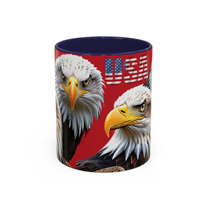 Patriotic Bald Eagle Accent Mug - Red White & Blue - 11oz/15oz - 4 Colors