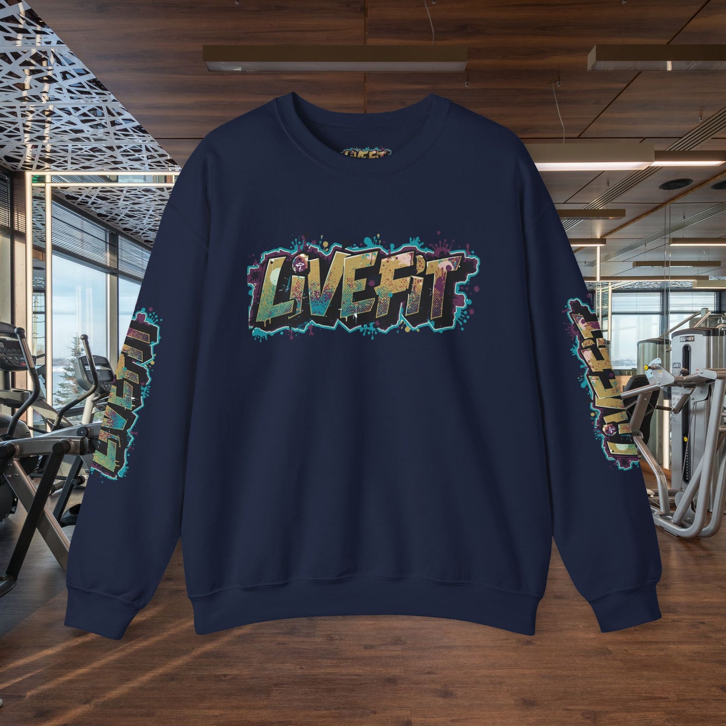 Live Fit Crewneck Sweatshirt - Trendy Fitness Apparel -  Unisex Casual Wear -  Sports Gift -  Workout Fashion -  Street Style Sweatshirt -