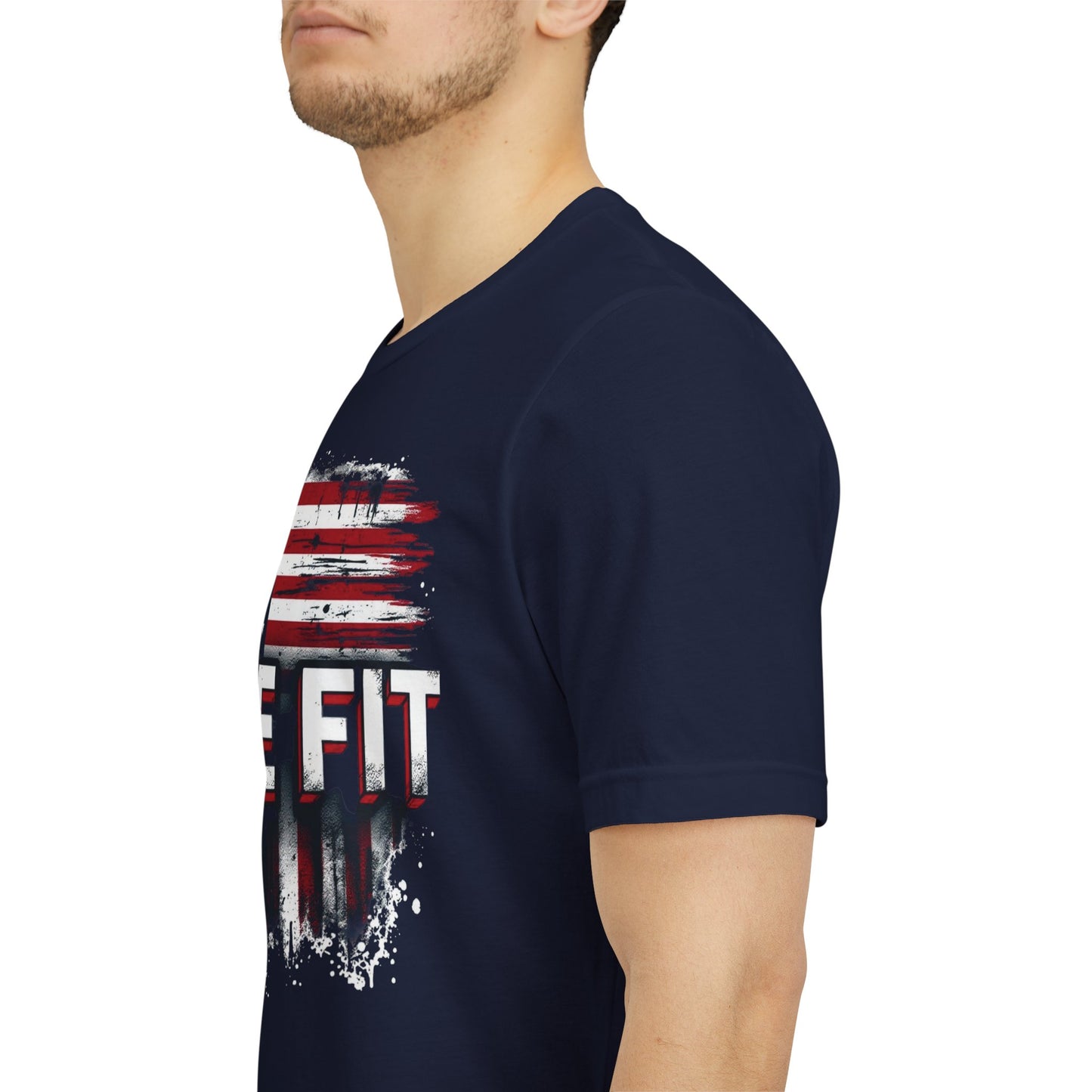 LIVE FIT American Flag T-Shirt - Patriotic Fitness Tee - Distressed USA Flag Design