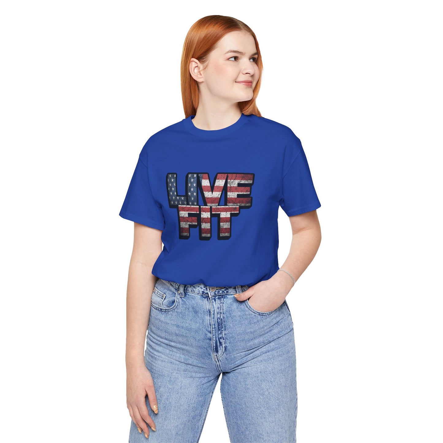 LIVE FIT Patriotic T-Shirt - American Flag Red White Blue - Unisex Fitness Tee