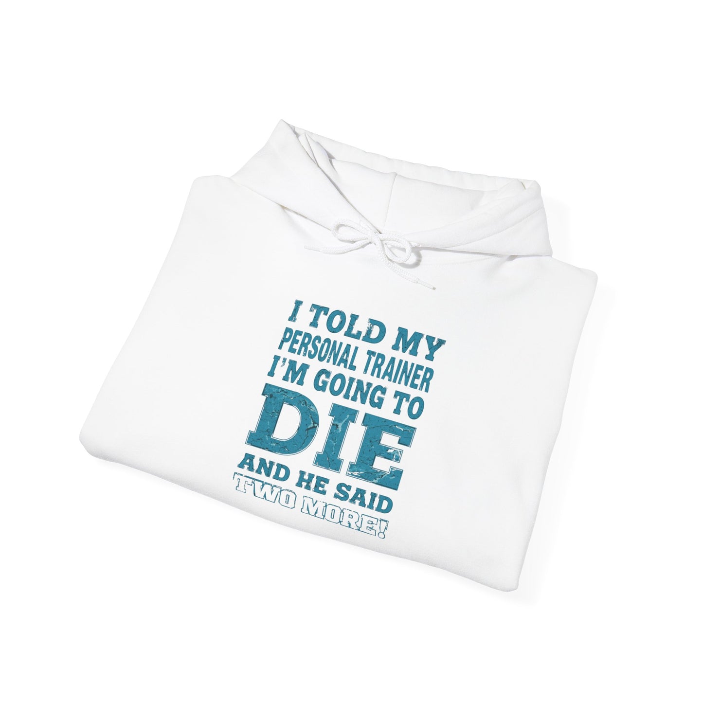 Funny - I Told My Personal Trainer That I'm Going To Die And He Said Two More!  - Design - Workout Hoodie - Sizes - S - 5XL - Gym Humor Sweatshirt - Personal Trainer Gift - Fitness Motivational Apparel