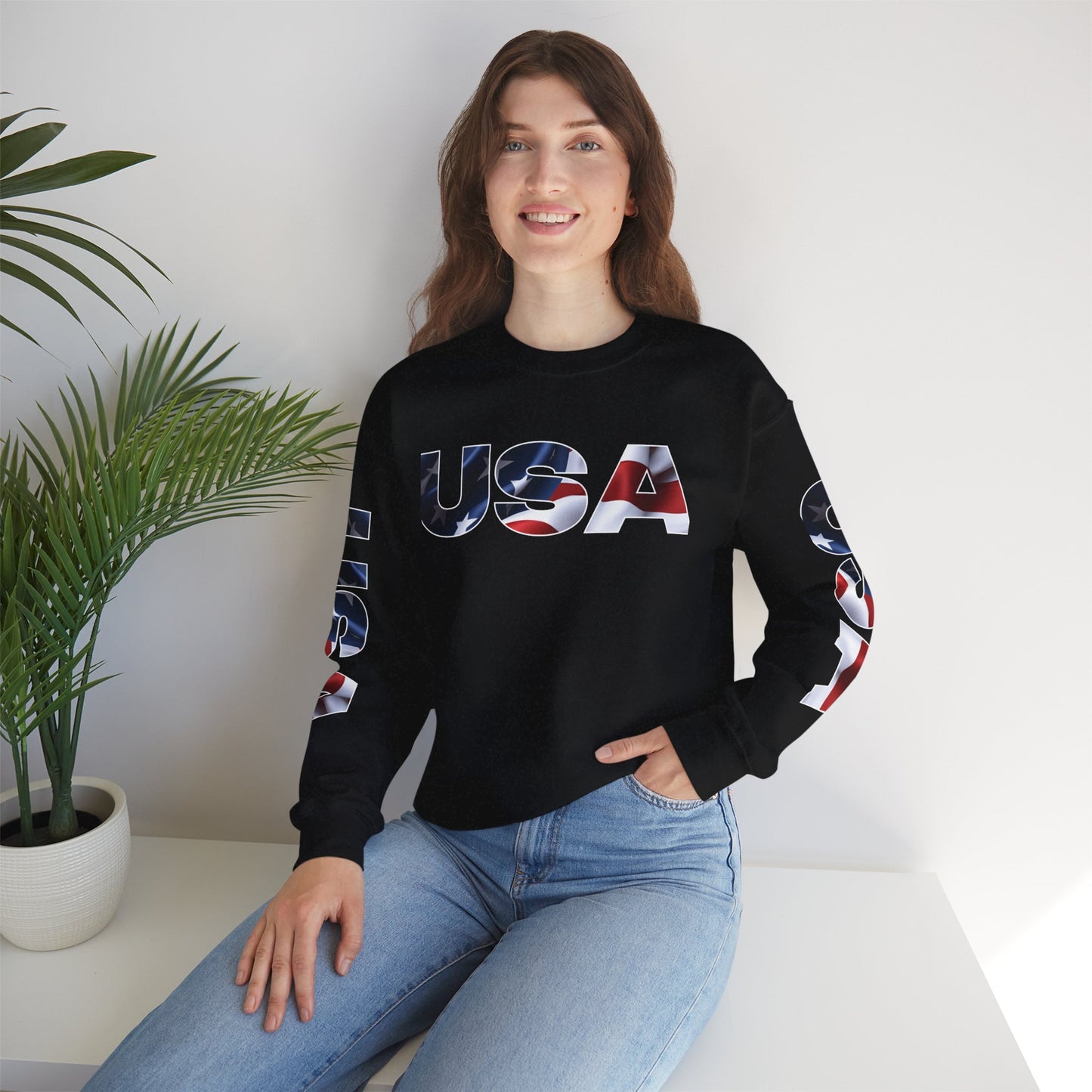 Patriotic USA Red White Blue - Crewneck Sweatshirt - Unisex Pullover - S-5XL