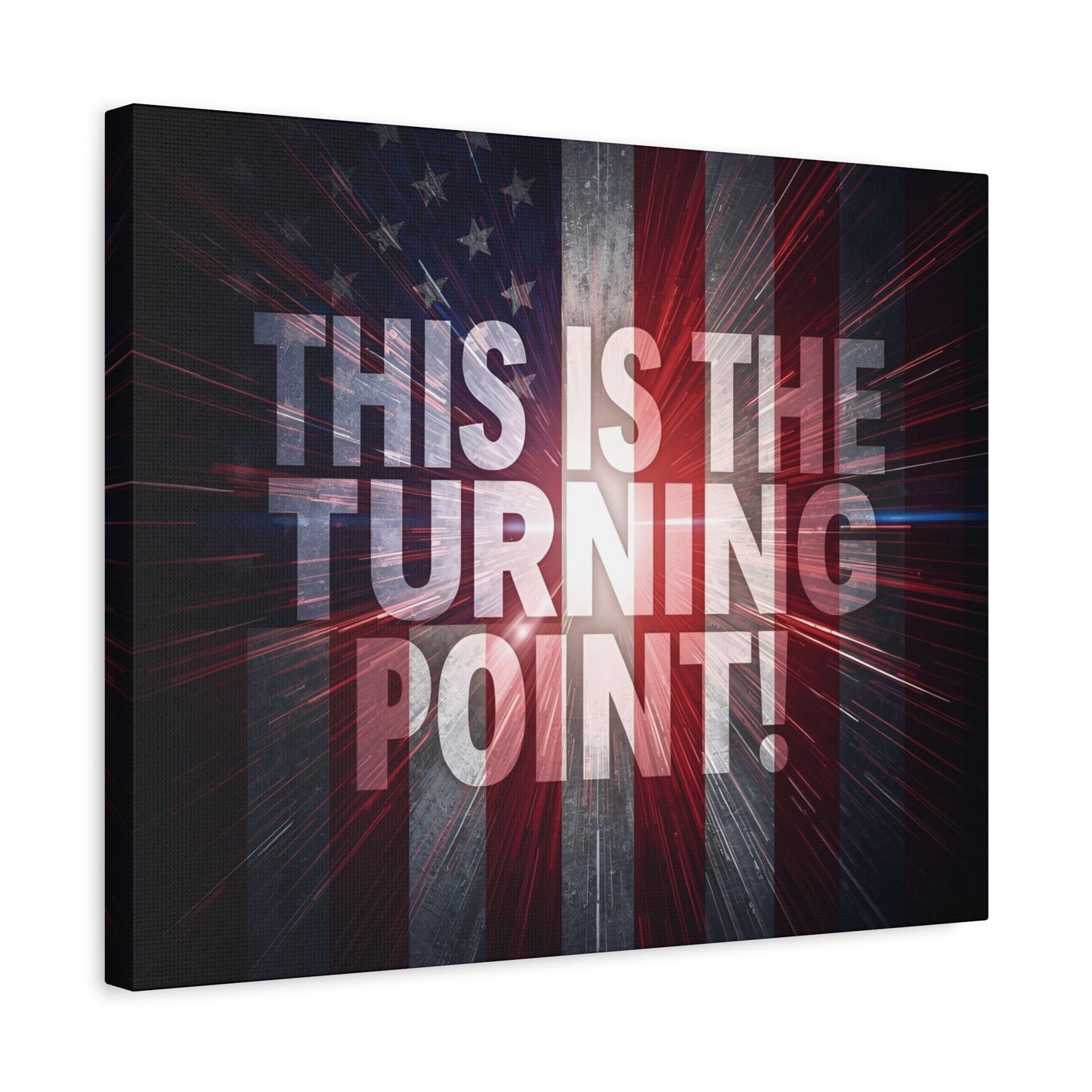 Charlie Kirk - This Is The Turning Point! - Red White Blue - Stunning American Flag Backdrop Design - Patriotic - Motivational Wall Art - Canvas - Multiple Sizes