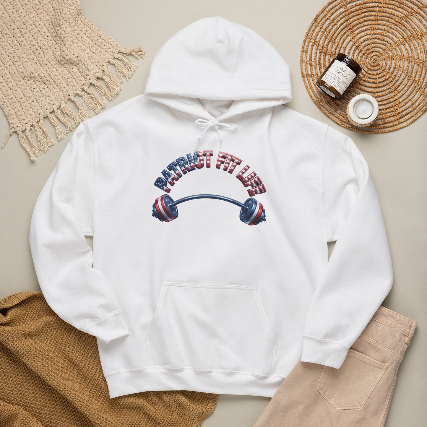 Patriotic Fit Life Hoodie — USA Flag Barbell Fitness Sweatshirt