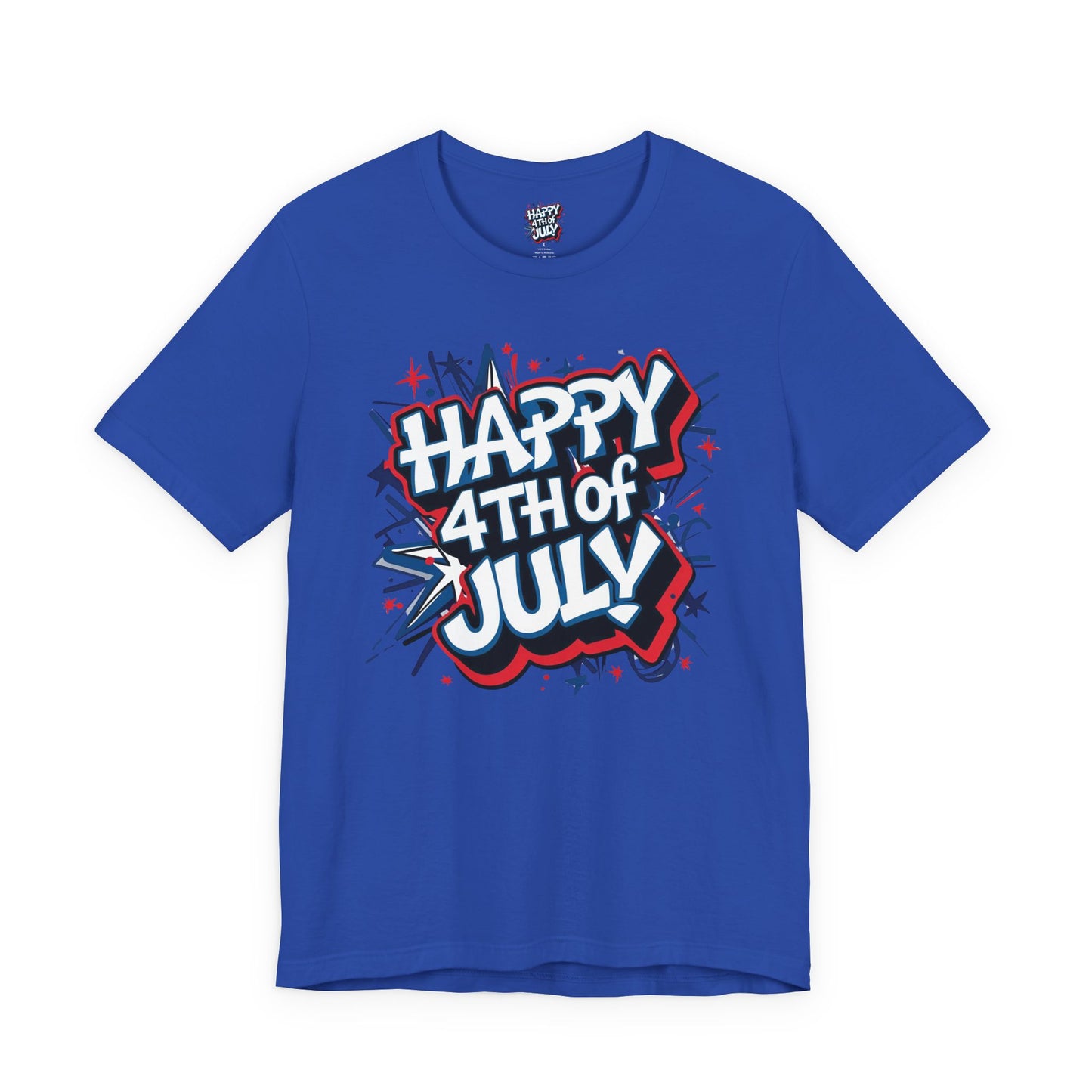 Happy 4th Of July Unisex Jersey Short Sleeve Tee, Independence Day T-Shirt, Patriotic Shirt, Red White Blue Tee, USA Celebration Top