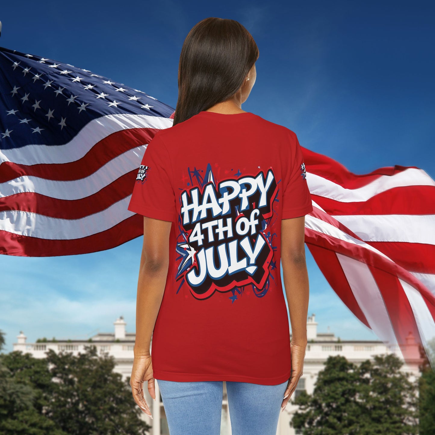 Happy 4th Of July Unisex Jersey Short Sleeve Tee, Independence Day T-Shirt, Patriotic Shirt, Red White Blue Tee, USA Celebration Top