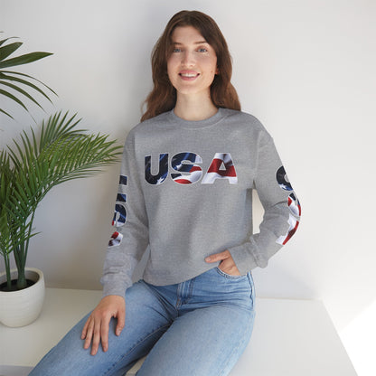 Patriotic USA Red White Blue - Crewneck Sweatshirt - Unisex Pullover - S-5XL