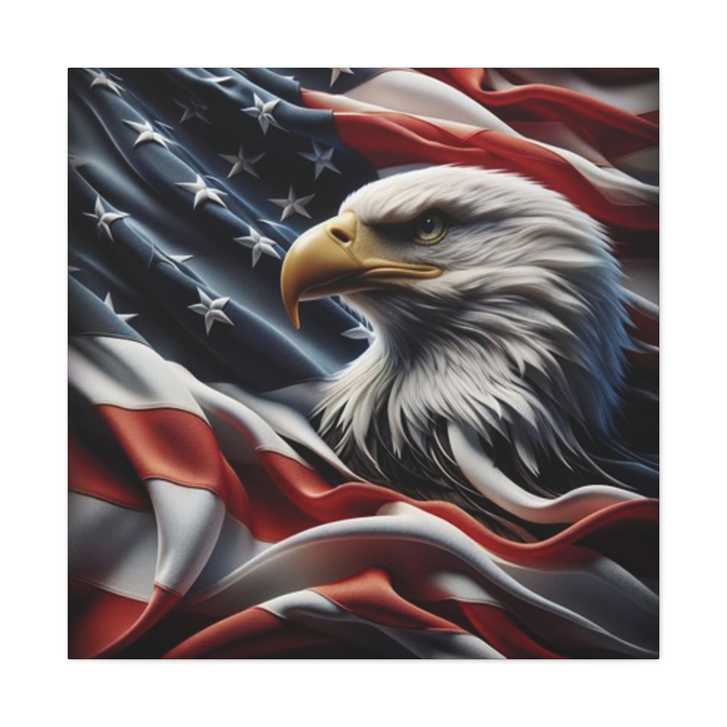 Patriotic Eagle Gallery Wrapped Canvas Art - American Flag Wall Decor - Red White Blue - USA Pride - Holiday Gift -  4th of July Home Decoration - Veteran Gift -  USA Theme Art - Print On Sides - Mirror Sides -