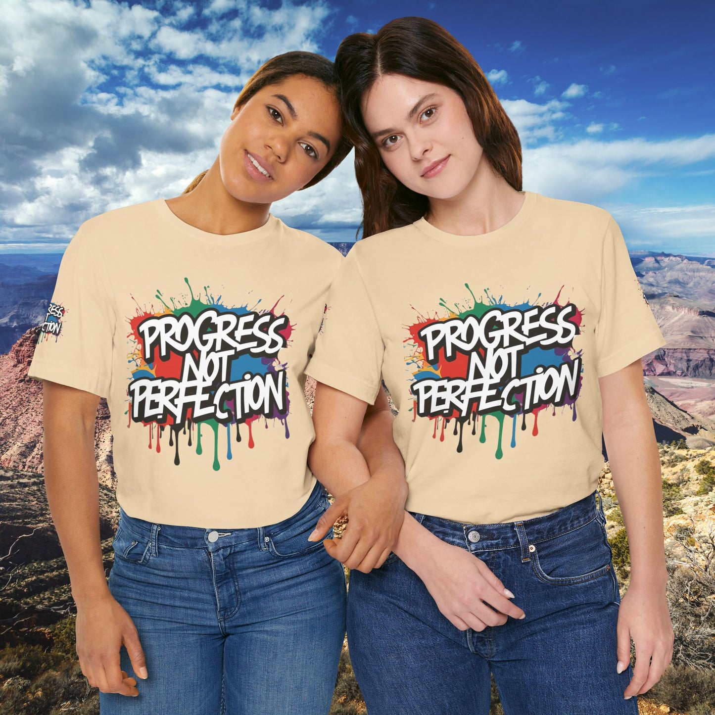 💥 Vibrant   💥   Eye-catching   💥   Motivational    💥 All  Over Print   💥 Unisex T-shirt  💥   Progress  Not  Perfection   💥  Art-Inspired   💥  Apparel  💥  Sizes  XS  x  4XL 💥