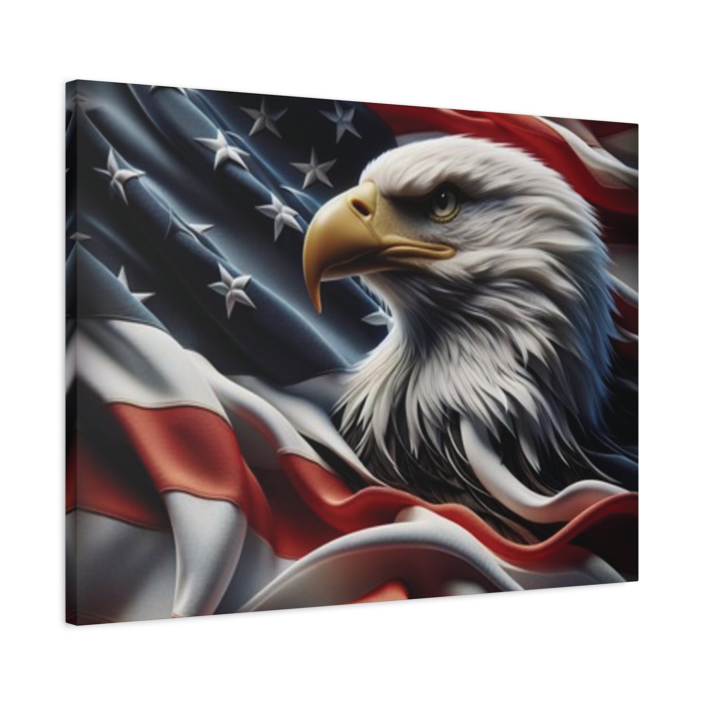 Patriotic Eagle Gallery Wrapped Canvas Art - American Flag Wall Decor - Red White Blue - USA Pride - Holiday Gift -  4th of July Home Decoration - Veteran Gift -  USA Theme Art - Print On Sides - Mirror Sides -