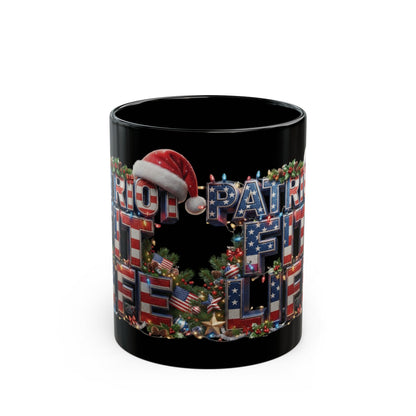 Patriot Fit Life Christmas Coffee Mug - Three-Line Flag & Garland Design | 11oz & 15oz