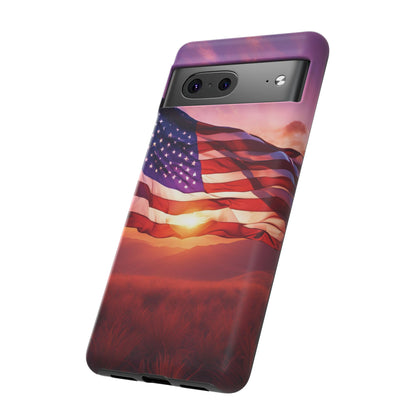 Stylish Phone Case - American Flag At Sunset Design - Patriotic Gift for Veterans - Independence Day -  Summer Vibes -