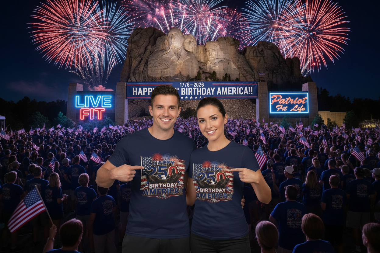 Happy 250th Birthday America T-Shirt | Patriotic Eagle Flag & Fireworks 4th of July Tee