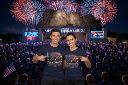Happy 250th Birthday America T-Shirt | Patriotic Eagle Flag & Fireworks 4th of July Tee