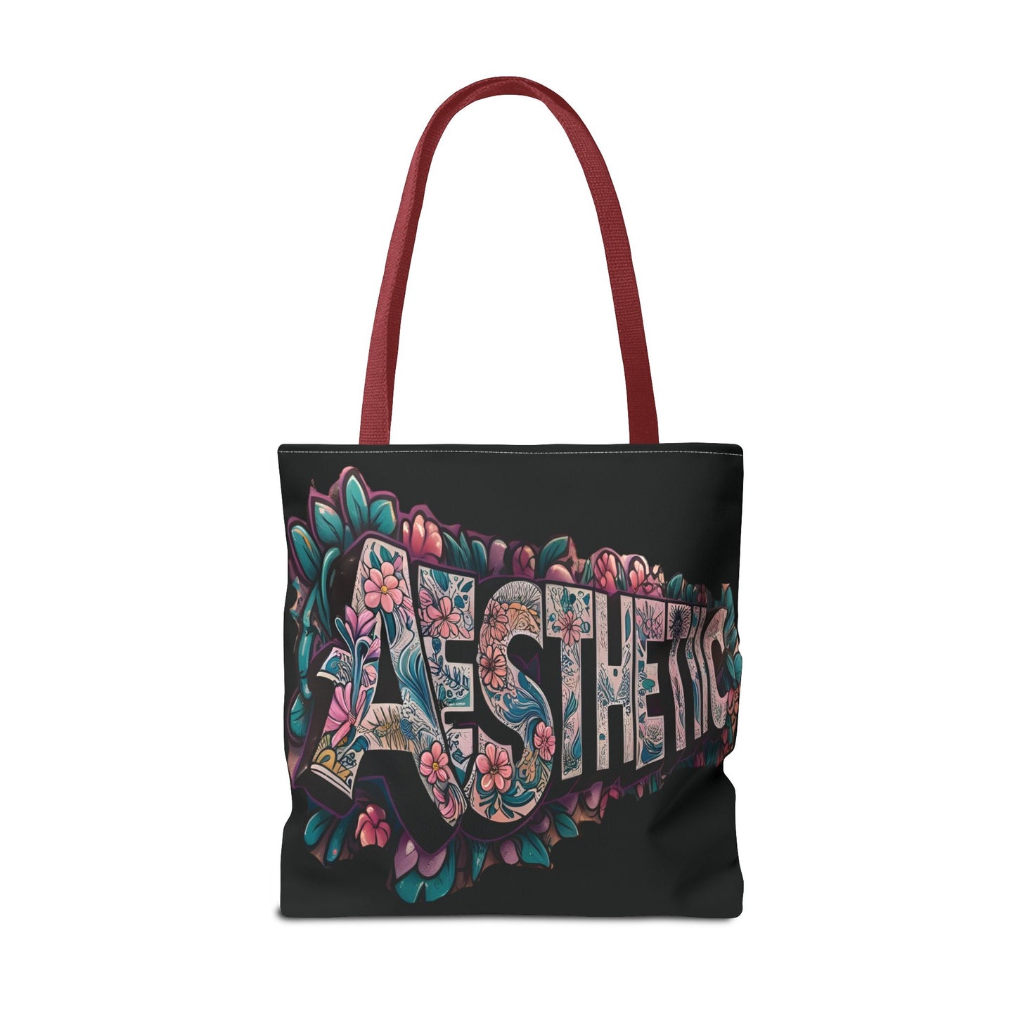 Eye-Catching - Aesthetic - Black Floral Tote Bag - Shopping Bag - Eco-Friendly Grocery Tote - Boho Style Handbag - Gift  for Art Lovers - Travel Accessory -