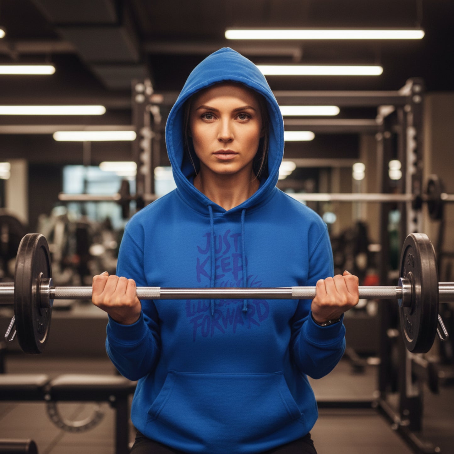 Unisex - JUST KEEP MOVING FORWARD - Three-Panel Fleece Hoodie - Motivational Sweatshirt - Inspirational Hoodie - Fitness Apparel - Workout Hoodie