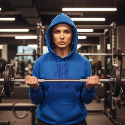 Unisex - JUST KEEP MOVING FORWARD - Three-Panel Fleece Hoodie - Motivational Sweatshirt - Inspirational Hoodie - Fitness Apparel - Workout Hoodie