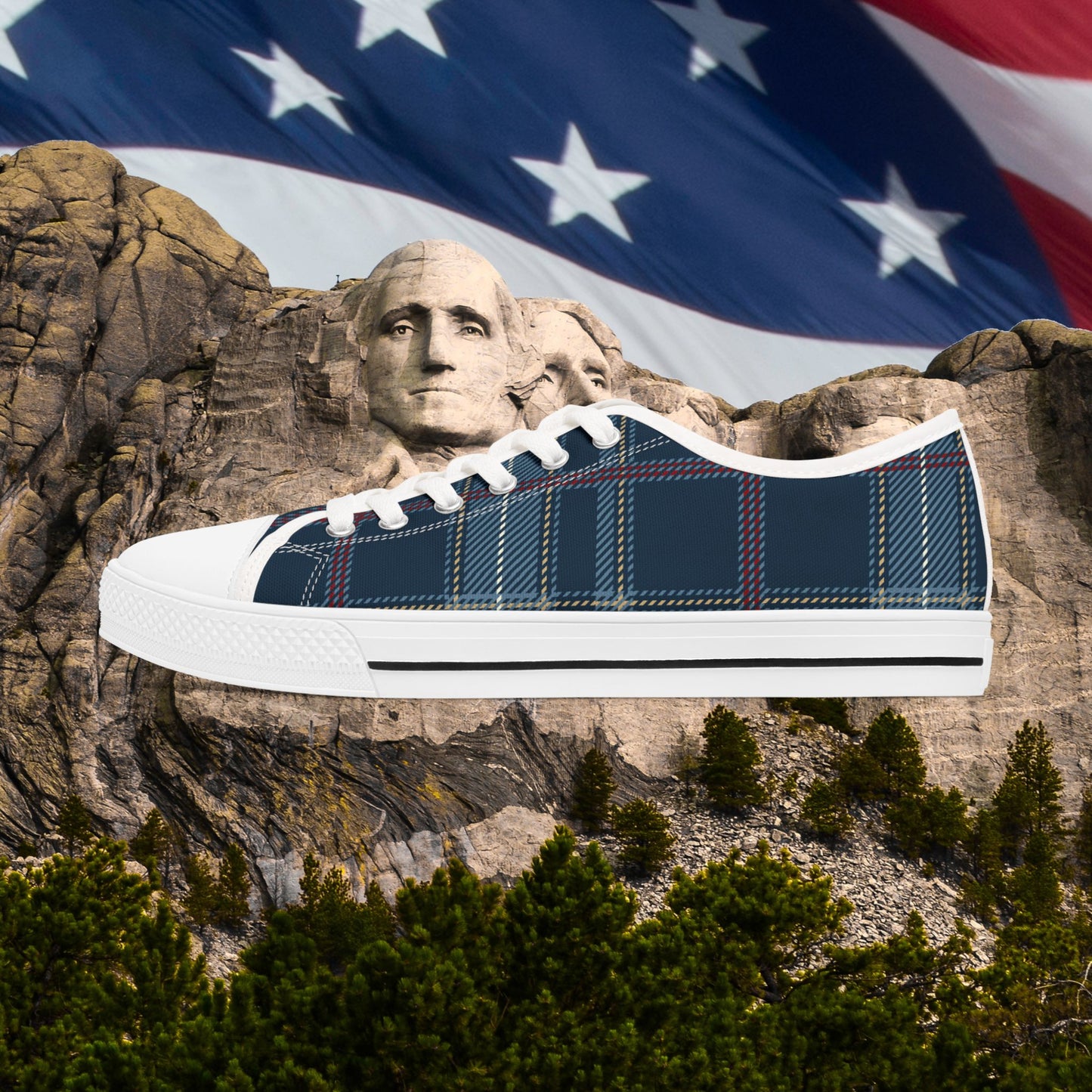 🇺🇸 Plaid Blue 🇺🇸 Low Top Sneakers 🇺🇸 Comfortable 🇺🇸Casual Footwear 🇺🇸 for Every Occasion 🇺🇸