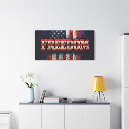 Patriotic Wall Art Print - Freedom Design Canvas Decor - American Flag Red White & Blue Artwork - Christmas Gifts - Independence Day Decoration - Home Gallery Piece -