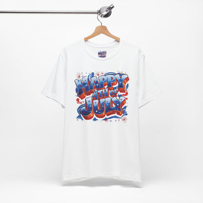 Happy 4th Of July, Print Design T-Shirt, Independence Day, American Flag, Bald Eagle, Red White Blue