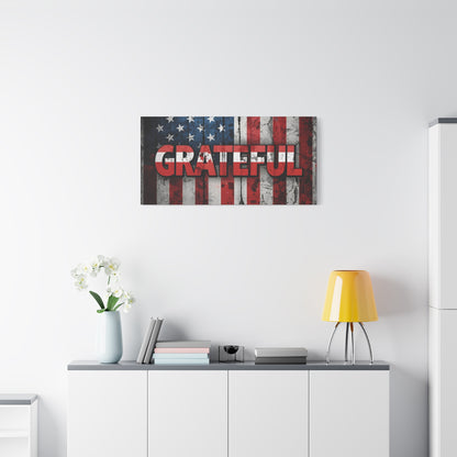 Grateful American Flag Wall Art | Patriotic Canvas Decor, Home Wall Decor, Inspirational Gift, 4th of July Decoration, Veteran's Day