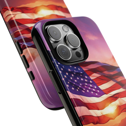 Stylish Phone Case - American Flag At Sunset Design - Patriotic Gift for Veterans - Independence Day -  Summer Vibes -