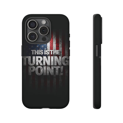 Stunning Patriotic Protective Cell Phone Case -  Charlie Kirk - This Is The Turning Point! - Red White Blue - Beautiful American Flag Backdrop Design - Perfect Gift for Everyday Use, Durable Cover, Stylish Protection