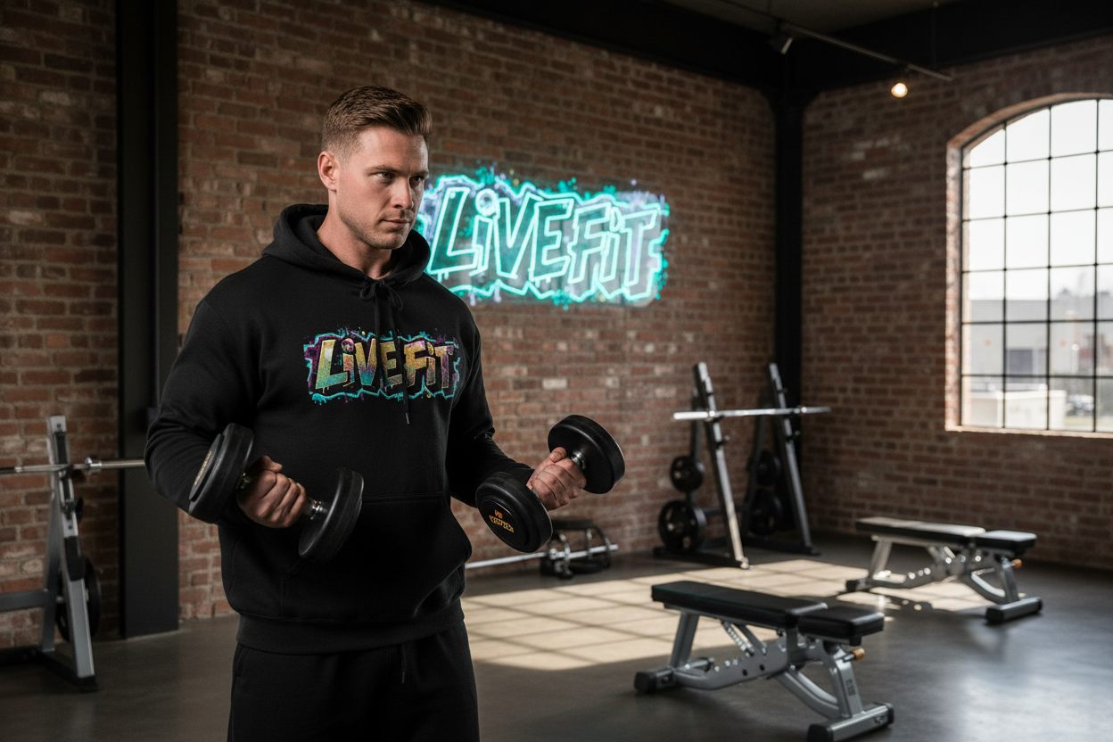 LIVE FIT Hoodie - Unisex Heavy Blend Sweatshirt - Fitness Gym Wear - Workout Apparel - S-5XL