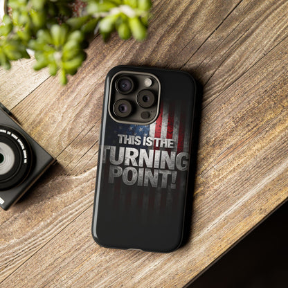 Stunning Patriotic Protective Cell Phone Case -  Charlie Kirk - This Is The Turning Point! - Red White Blue - Beautiful American Flag Backdrop Design - Perfect Gift for Everyday Use, Durable Cover, Stylish Protection