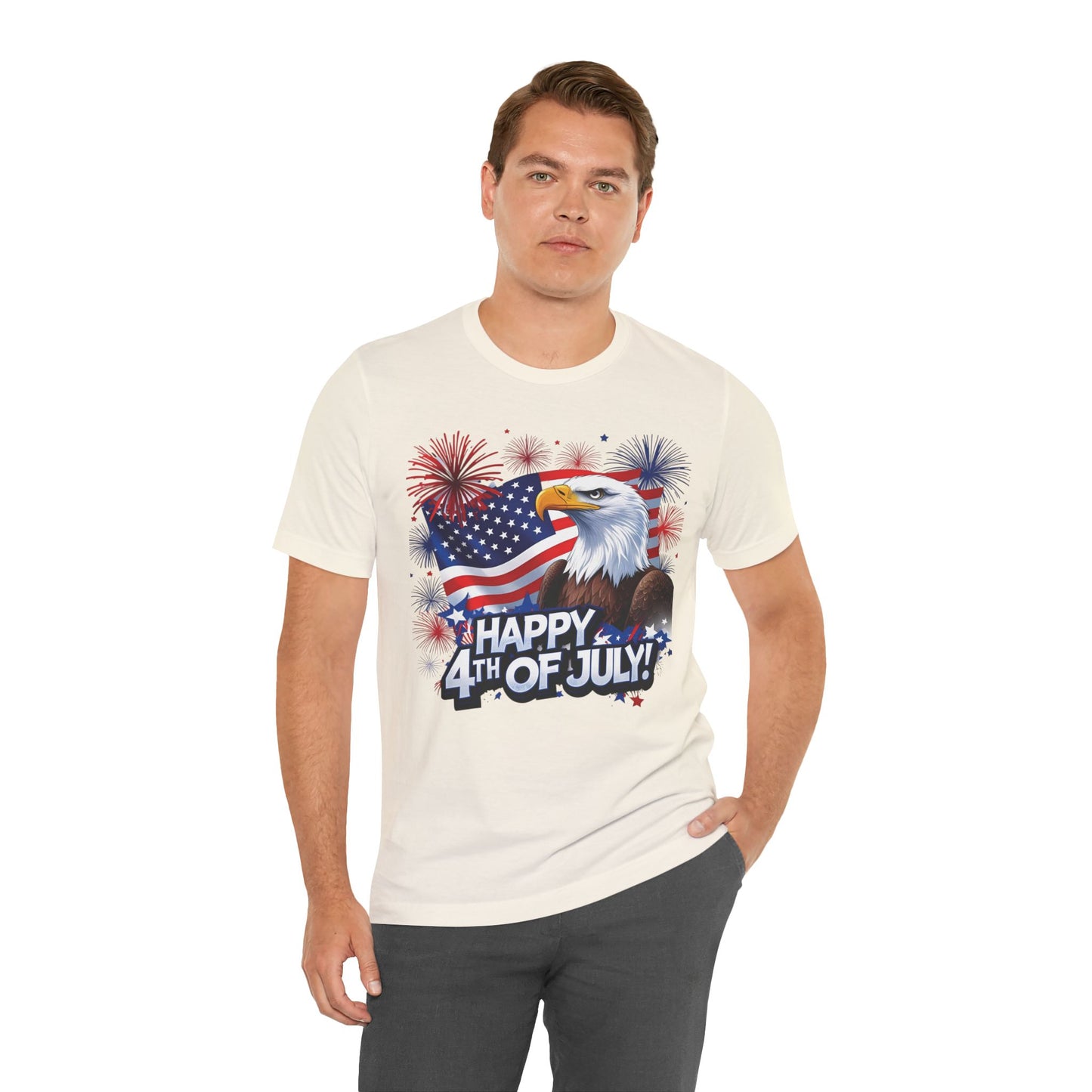 Happy 4th of July Graphic T-Shirt - Patriotic Bald Eagle - American Flag Tee - XS-4XL