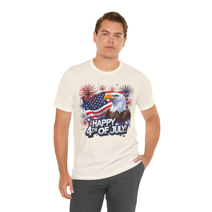 Happy 4th of July Graphic T-Shirt - Patriotic Bald Eagle - American Flag Tee - XS-4XL
