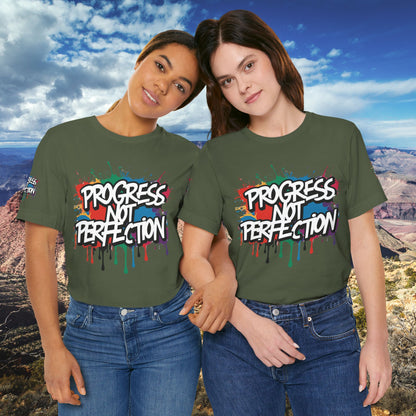 💥 Vibrant   💥   Eye-catching   💥   Motivational    💥 All  Over Print   💥 Unisex T-shirt  💥   Progress  Not  Perfection   💥  Art-Inspired   💥  Apparel  💥  Sizes  XS  x  4XL 💥