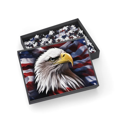 Puzzle - American Bald Eagle Red White & Blue Puzzles - 96 - 252 - 500 & 1000 Piece Options - Patriotic Artwork