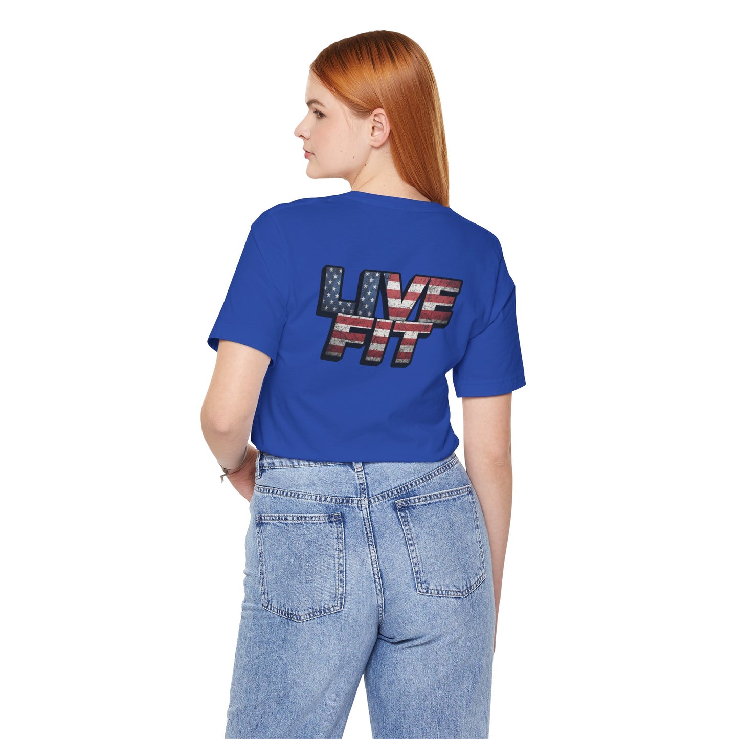 LIVE FIT Patriotic T-Shirt - American Flag Red White Blue - Unisex Fitness Tee